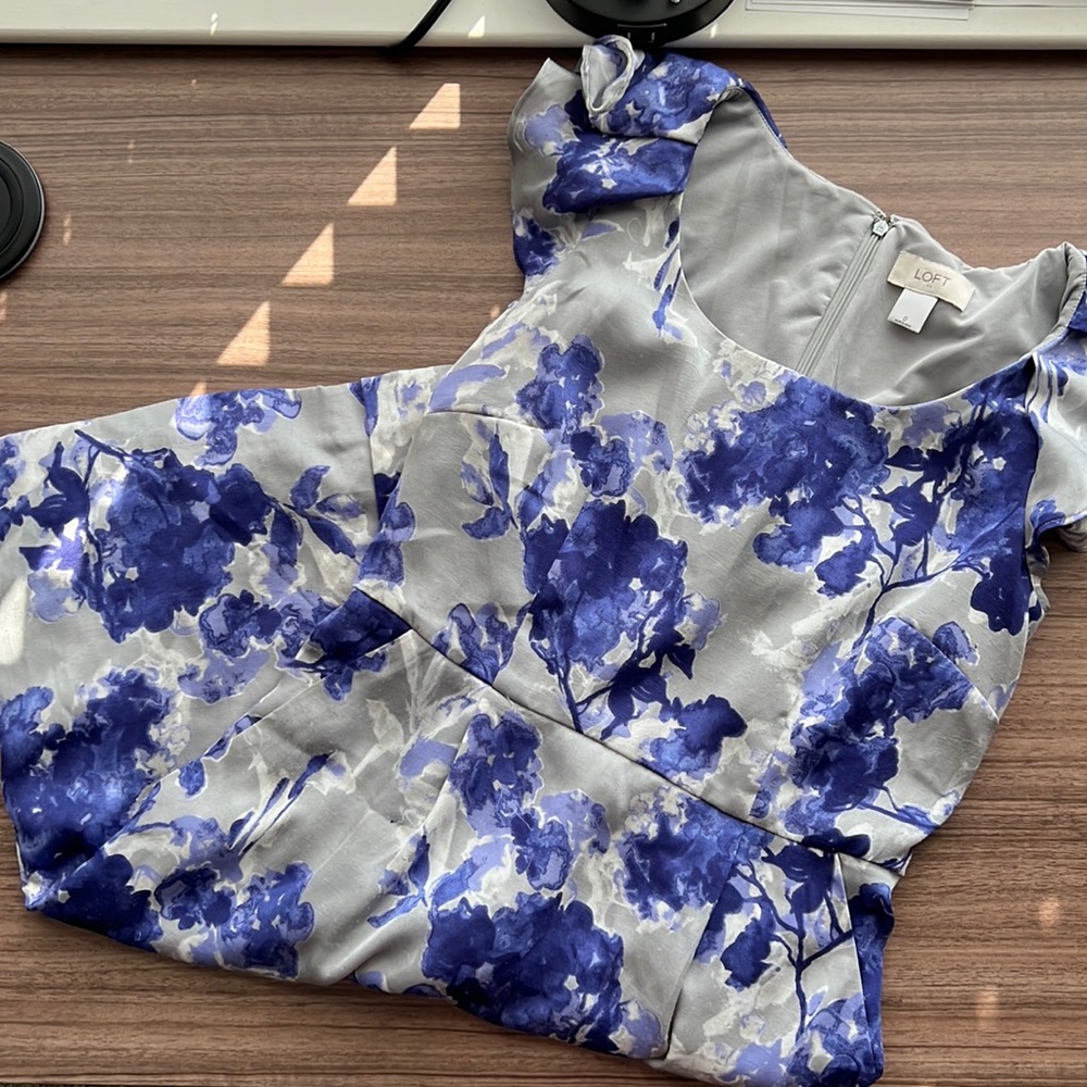 Ann Taylor LOFT Blue Floral Dress